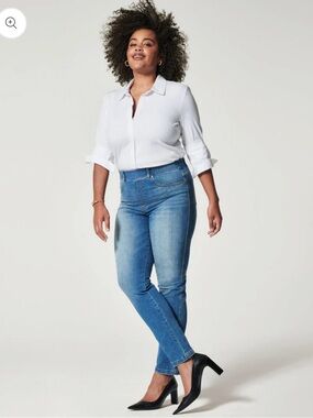Spanx Size L TALL Straight Leg Jeans-Vintage Indigo